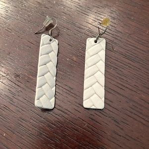 White braided dangle earrings